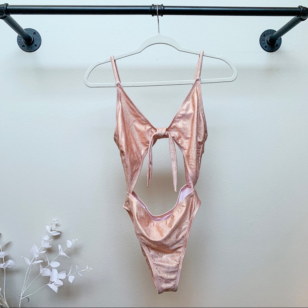 ROSE ALL DAY TIE TOP ONE PIECE